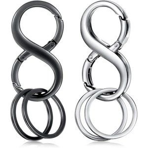 2 Pieces 8 Shape Car Key Chains Zinc Alloy Detachable Key Chain with 2 Extra Key